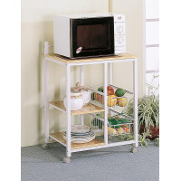 Coaster Furniture 2506 2-shelf Kitchen Cart Natural Brown and White